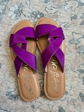 Naughty Monkey Purple Cross-Strap Women’s Slide Sandals
